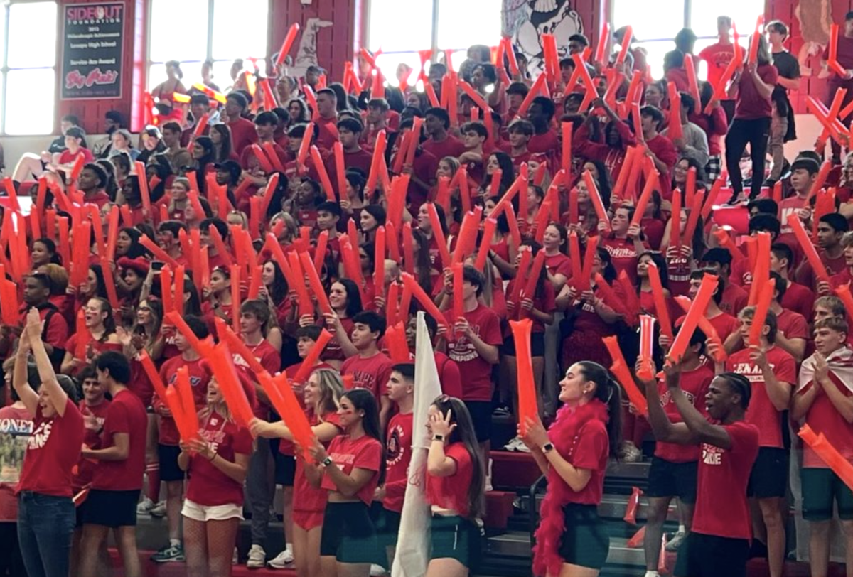 The seniors cheering their class on during the pep rally!